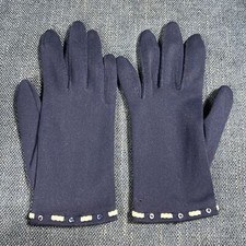 1960 s Fownes Embraceable Ladies Nylon Wrist Gloves Navy Blue Size 6-7