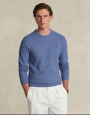 NWT Polo Ralph Lauren Men Knit Sweater Blue Crew Neck Size S