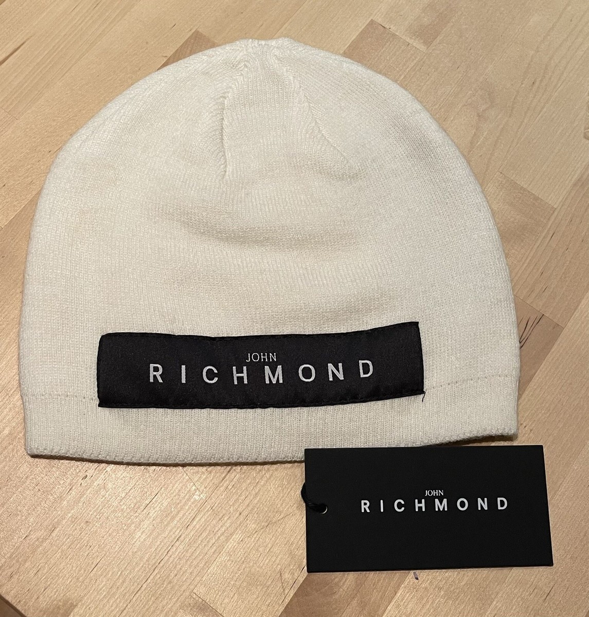 john Richmond wool beanie hat white