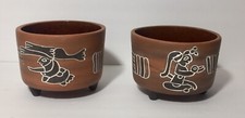 Lot Of 2 Handmade Mexican Brown Pottery Bowls Made In Mexico