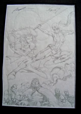 Deadpool Corps Original Art Splash Page Marat Mychaels Lady Signed Rob Liefeld