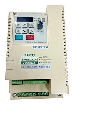   TECO 3.9 KVA SPEECON 7200CX 220V CLASS INVERTER 3Ø 0-230V 9.7A JNTSBDBA0003JK