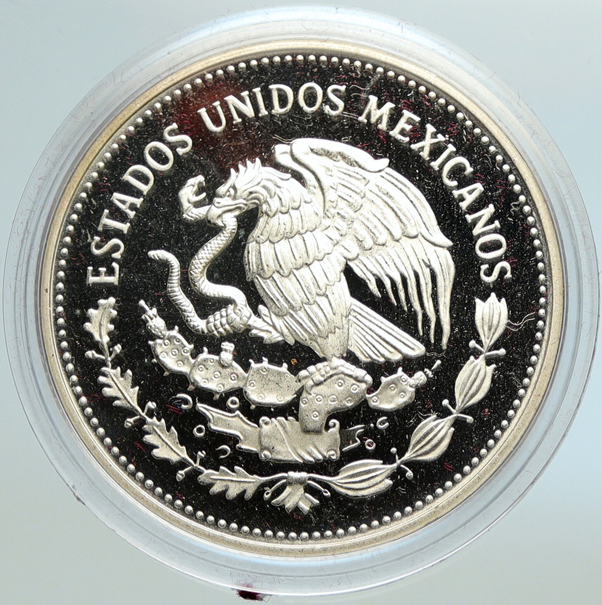 1985 Mo MEXICO FIFA World Cup 1986 Football Proof Silver 100 Peso