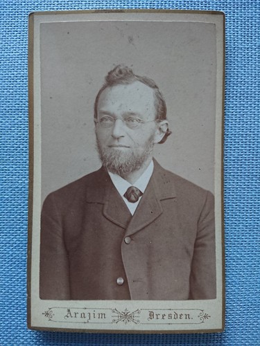 Vieux Kabinettbild Image Homme Costume Carl Arazim Dresde Gründerzeit Um 1900