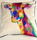 Maple Textiles Multi Colour Giraffe Velvet Piped 18"Cushion Filled £12.99