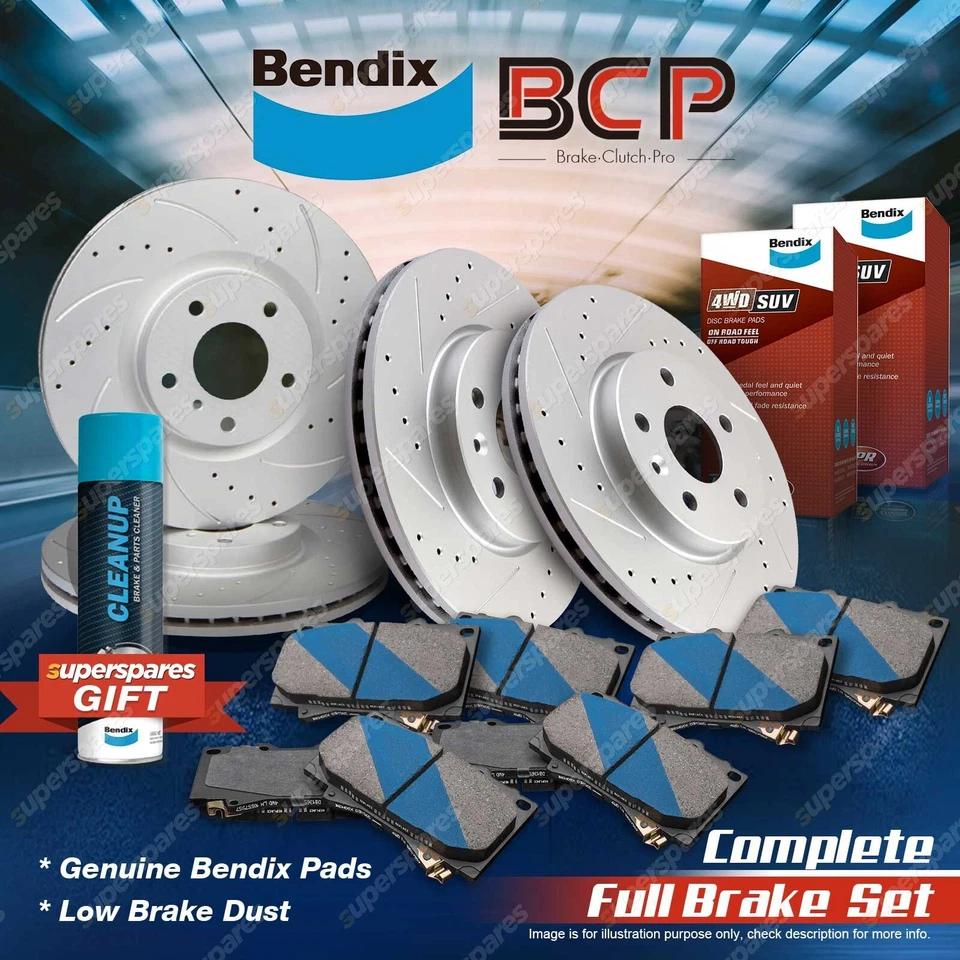 F+R Slotted Brake Rotors Bendix Pads for Toyota Prado GDJ150 GRJ KDJ150 Series