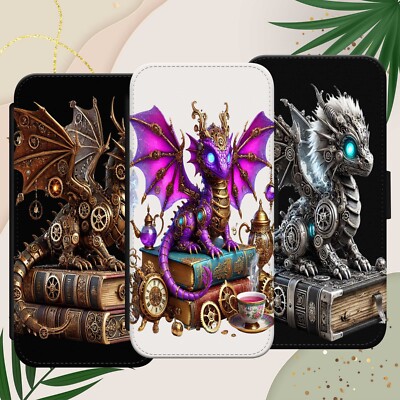 DRAGON BOOKS STEAMPUNK HANDYHÜLLE FÜR IPHONE SAMSUNG PIXEL GOTHIC WALLET