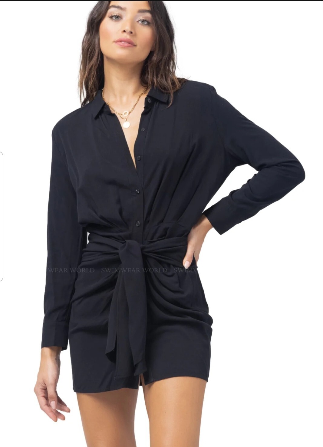 l space shirt dress L*Space Aura Ruched Hips Back And Front Button Up Shirt Dress