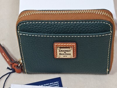 Dooney & Bourke Pebble Grain Small Zip Around Wallet Clutch Red