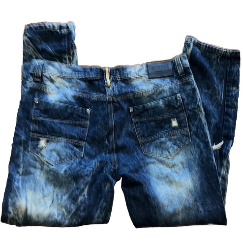 Vintage SouthPole Baggy Distressed Destroyed Jeans Mens Sz 38x32 Grunge - Picture 3 of 11