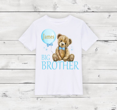 Personalisiertes/Promoted To Big Brother Teddybär T-Shirt Schwangerschaft Ankündigung