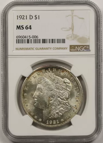 1921-D $1 NGC MS 64 Morgan Silver Dollar