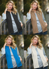 New Tudor Court Haband Feather Fleece Sleeveless Vest Jacket Zip Front 2 Pockets