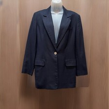 Women's Vintage Talbots 8 Navy Blue Single Button Blazer Jacket