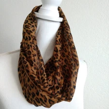 Animal Print Infinity Scarf Brown Black Circle Loop Scarf
