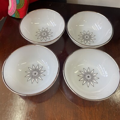 Anchor Hocking atomic mid century vienna lace milkglass berry fruit bowls Bowl