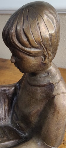 RARE VINTAGE GARY PRICE 1958 Young boy and Girl "Storytime" Bronze Sculptures - Picture 15 of 20
