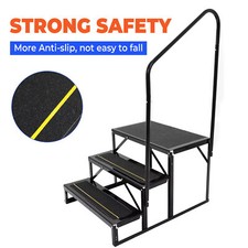 RV Steps w/Handrail 3 Step Anti-Slip RV Stairs For RV Camper Mobile Home 660lbs