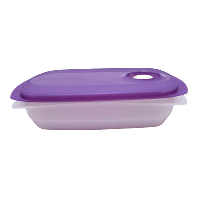 Tupperware CrystalWave Reheatable Container with Purple Vented Lid #5834 NOS