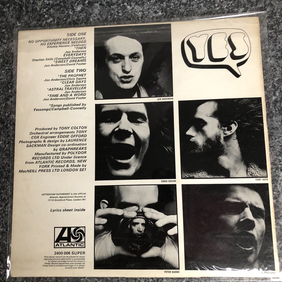 LP VINYL YES TIME AND A WORD + INSERT 2400 006 UK 1ST PRESS 1970 NICE ...
