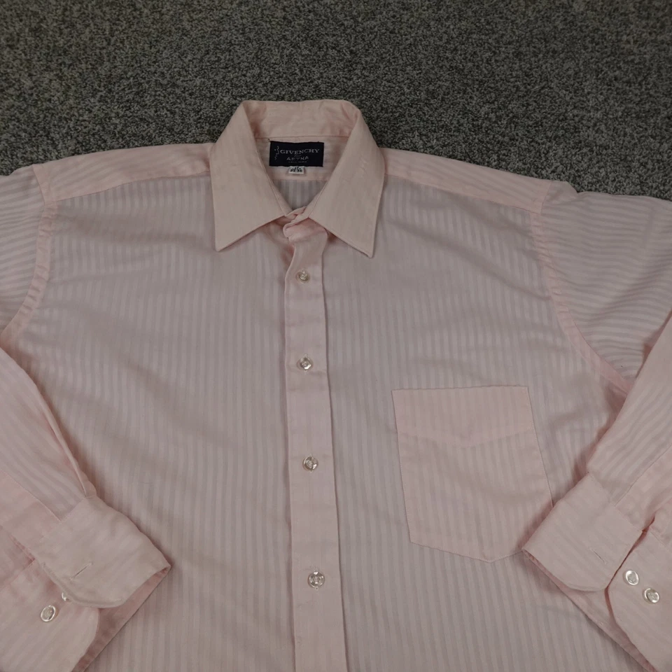 VTG Givenchy Shirt  Mens XLT 17 35/36 Pink Long Sleeve Button Up Dress 70s 80s - Image 3 of 4