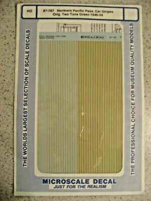 Microscale Decal HO 87-787 Northern Pacific Pass. Car Stripes Orig. Two Tone Grn