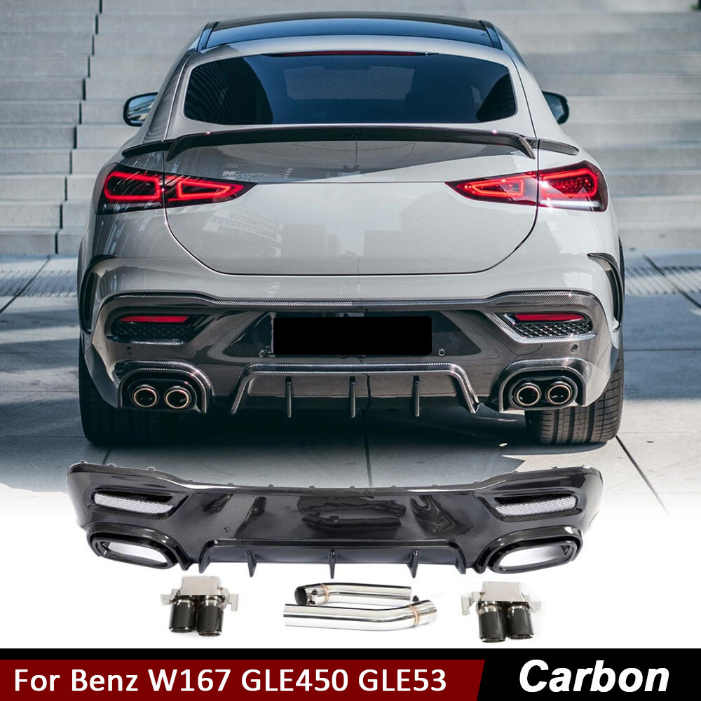 For Benz W167 GLE450 GLE53 GLE63 Coupe CARBON Rear Bumper Diffuser Lip Spoiler