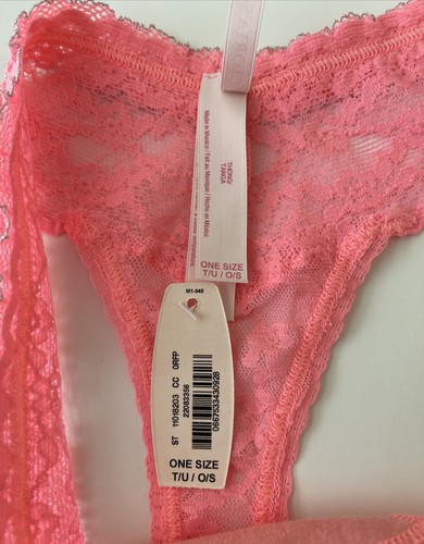 Nueva Tanga de Encaje Victoria Secret Borde Embellecido Rosa Talla Única - Imagen 5 de 8