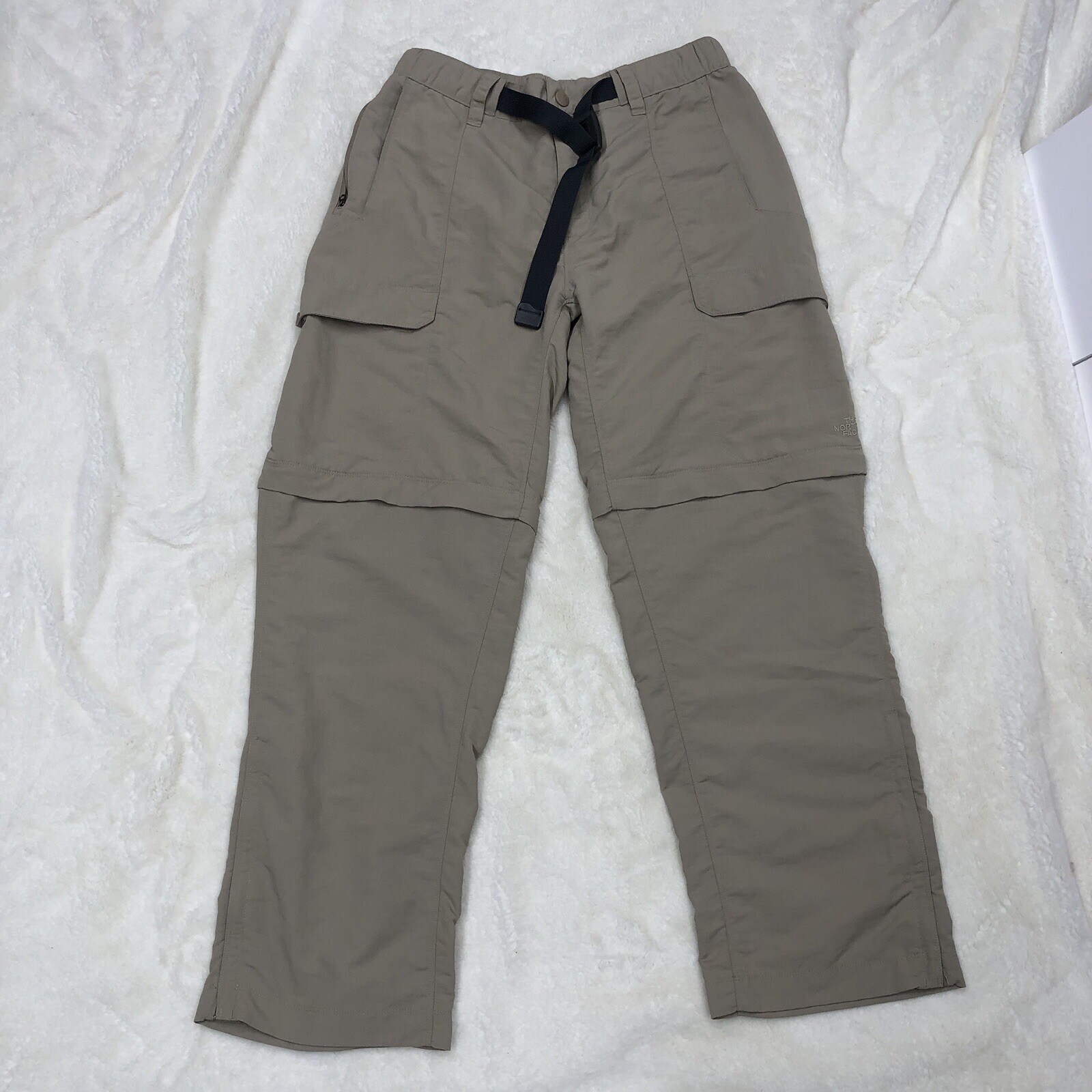 North Face Men's Convertible Cargo Pants with Zip-Off Shorts Belted Medium Tan