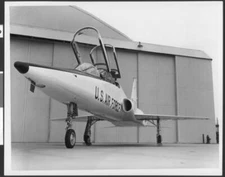 T-38 Supersonic Trainer parked outside hangar 1960 California Old Photo