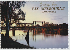 Australia VICTORIA VIC Greetings PSS Melbourne Bridge MURRAY RIVER postcard '70s