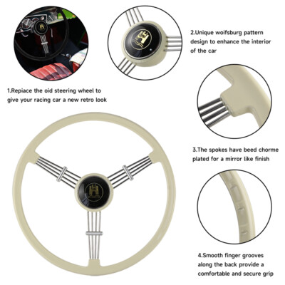 ポルシェ Steering Horn Button 400mm Steel Banjo Steering Wheel w/Horn Button for Porsche 356