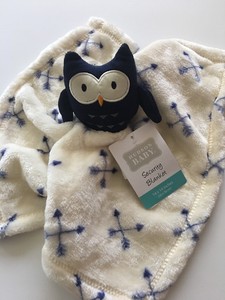 Hudson Baby Boy Owl Security Blanket Lovey Ivory Navy Blue ...