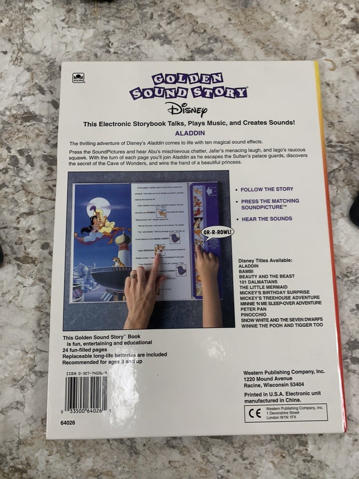 Vintage 1992 Golden Sound Story Disney Aladdin Electronic Story Book eBay