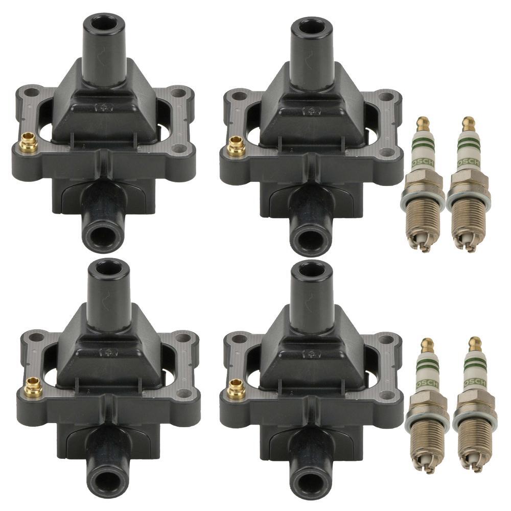 Bosch 4 x Ignition Coils  4 Super Spark Plugs Nickel 0.039 Kit For R170 W202 L4