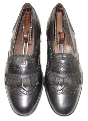Sz 10 D NEW HALF SOLES VINT Men's Dress Shoes Wingtip Loafer Black Leather NICE!