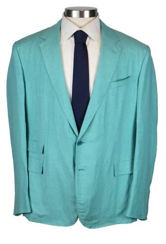 $1995 Ralph Lauren Purple Label Sport Coat 46 R Kent Seaglass Silk Linen Blazer