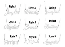 PERSONALIZED SILVER NAME PLATE NECKLACE Any name Any Style Ship from US