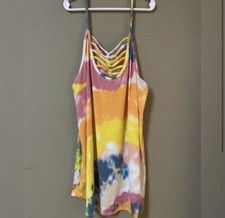 Bibi Spring Tie Dye Strappy Tank Yellow, Orange, Blue, Pink, Beige Medium NWT