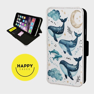 SCHÖNE OCEAN LIFE WALE - Kunstleder Klapp Handy Hülle Cover - iPhone/Samsung