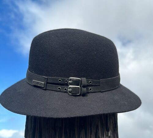 RVCA Black Wool Felt buckle Embellished Fadora Hat - image 1