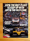 1986 Vintage Print Ad ESPN Auto Racing NASCAR INDY IMSA CART USAC IHRA 8
