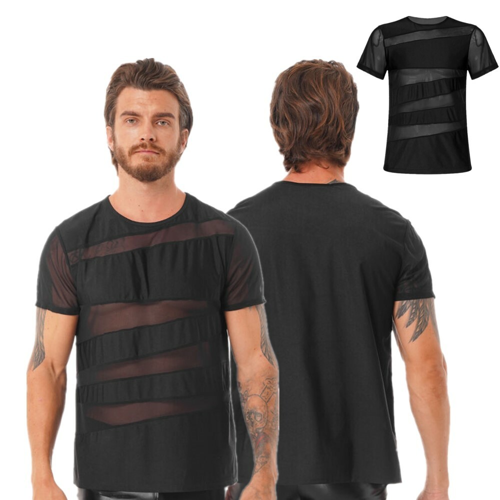 Casual Patchwork See-Through V Neck T-Shirts(3 Colors) Casual Patchwork See-Through V Neck T-Shirts(3 Colors)