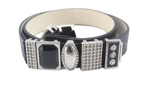 Chico’s Silver-Black Rectangular Metal Engraved Stretch Boho Belt 44”Adjustable Chico main image 2