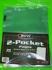 (20) PRO 2 POCKET PAGES FOR #6 COVERS, PHOTOS, CARDS-ARCHIVAL SAFE-CRYSTAL CLEAR