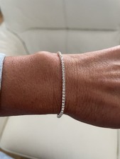 NEW Classic Tennis Bracelet – Silver Tone Sparkling Stones – Dainty Slim Design