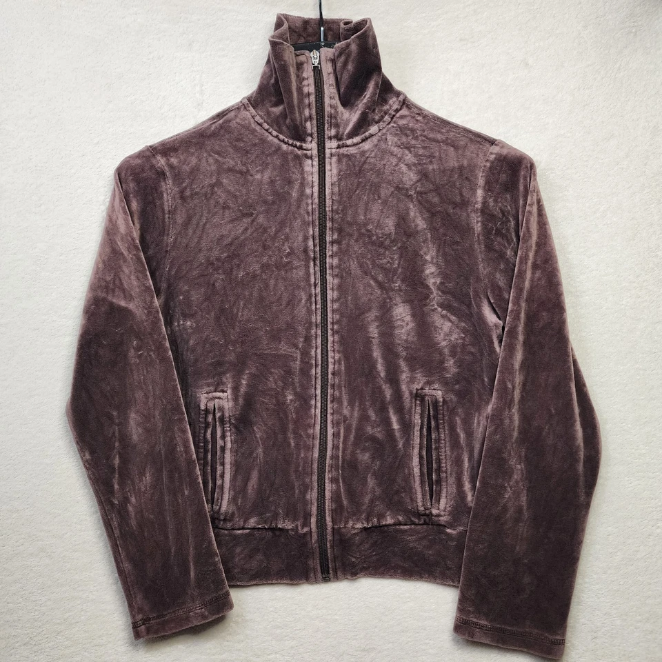 Talbots Petite Brown Velour Velvet Full Zip Tracksuit S M 90s Athleisure Y2k Vtg - Image 4 of 4