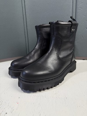 Dr. Martens Anistone Lo Black Leather Biker Boots Men 8 - Women 9