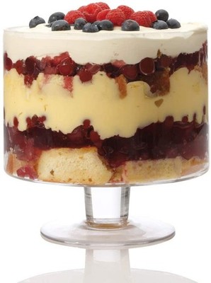 Große Fuß Glas Trifle Bowl Obstschale / Bowle Schale Servierschale für Salate 3L