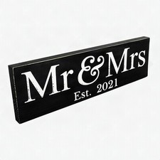 Mr & Mrs 2021 Large Hanging Wedding Sign Black Backdrop Decor Decoration - New